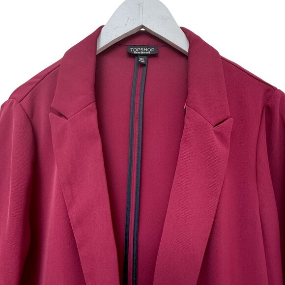 TOPSHOP Blazer Size 8 Red Boyfriend Jacket Top Shop Relaxed Open Front Career - Picture 5 of 10